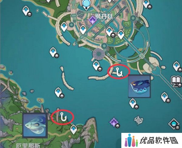 原神灰河渡手钓鱼地点分布图 灰河渡手精炼材料钓鱼点位攻略[多图]图片9