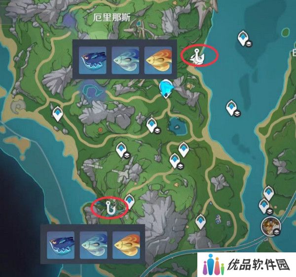 原神灰河渡手钓鱼地点分布图 灰河渡手精炼材料钓鱼点位攻略[多图]图片5