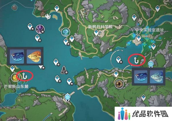 原神灰河渡手钓鱼地点分布图 灰河渡手精炼材料钓鱼点位攻略[多图]图片8