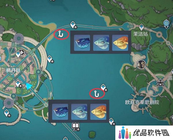原神灰河渡手钓鱼地点分布图 灰河渡手精炼材料钓鱼点位攻略[多图]图片6